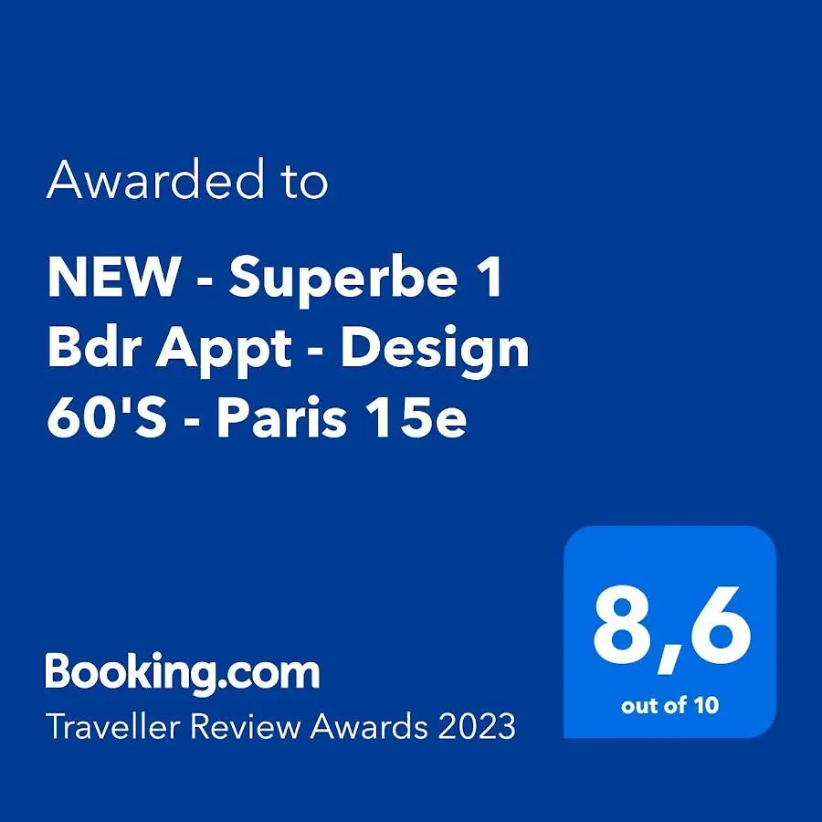 New - Superbe 1 Bdr Appt - Design 60'S - Paris 15E Apartment